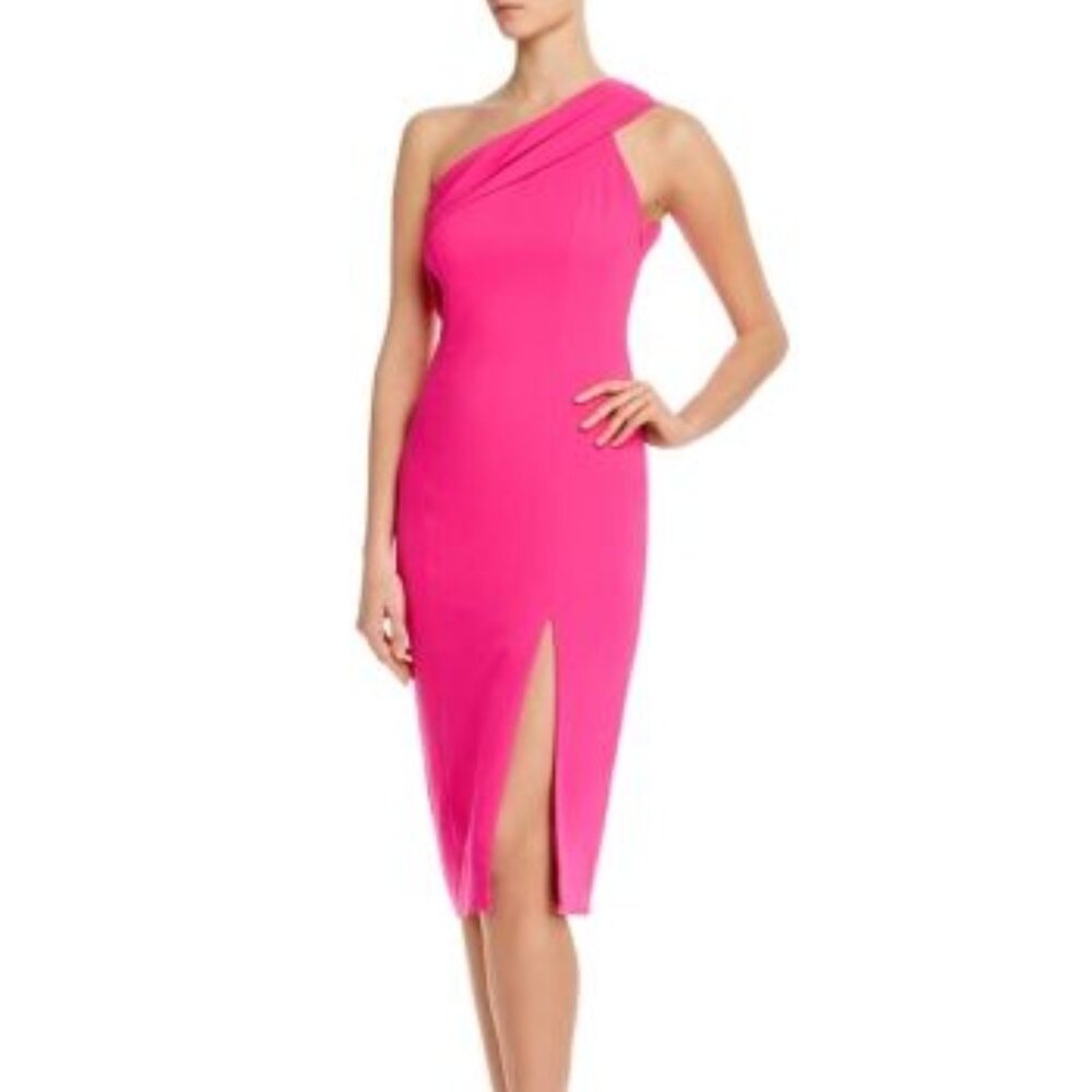 Jay Godfrey  Fuschia One Shoulder‎ Dress Sloan Midi Dress Size 6 NWT $350